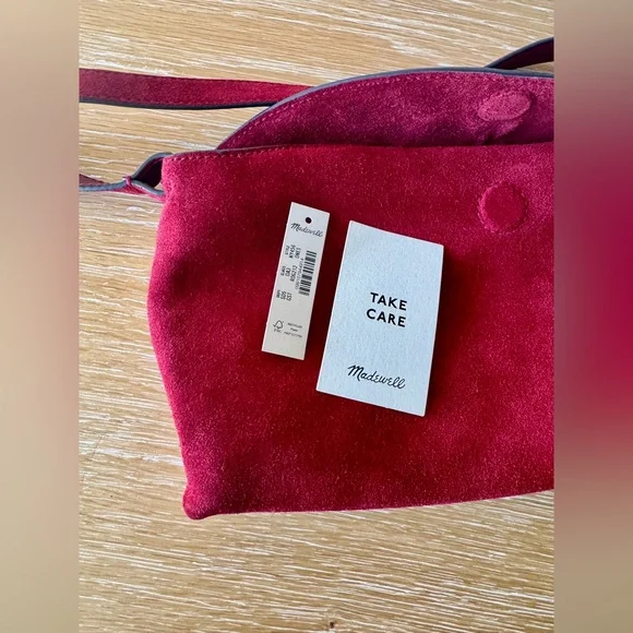 MADEWELL The Date Night Shoulder Bag, Red Suede Gold Hardware Like New with Tags - Picture 13 of 16